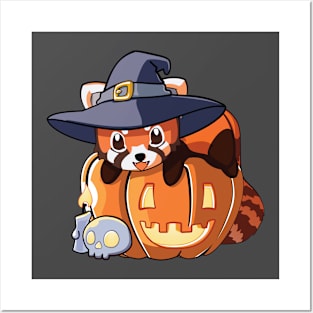 Red Panda on a Pumpkin Posters and Art